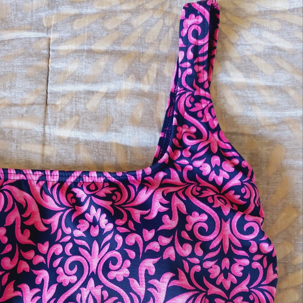 Lands' End Pink and Blue One Piece Swimsuit  size 12. - Picture 2 of 14